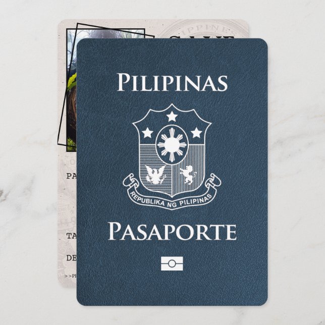 Navy Blue Philippines Passport Save The Date (Front/Back)