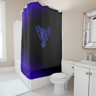 Navy Blue Phoenix Rising, Refresh and Renew Shower Curtain