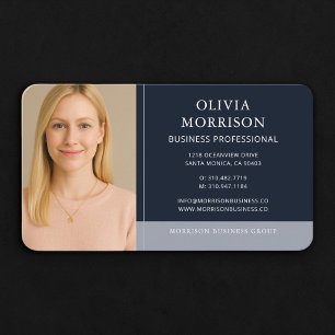 Navy Blue Photo Business Card