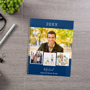 Navy blue photo collage appointments 2026 planner
