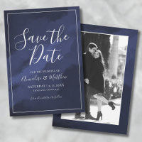 Navy Blue Photo Wedding Save The Date