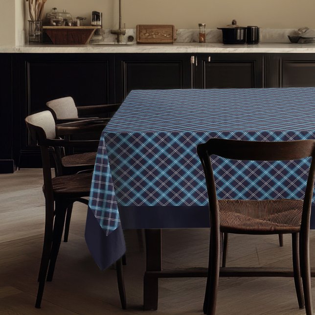 Navy Blue Picnic Tablecloth with Classic Plaid (Navy Blue Picnic Tablecloth with Classic Plaid Pattern)