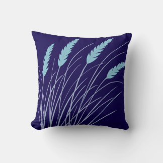 navy blue pillow with beach grass
