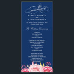 Navy Blue Pink Floral Wedding Program Template<br><div class="desc">Navy Blue Pink Floral Wedding Program Template Card. 
(1) For further customisation,  please click the "customise further" link and use our design tool to modify this template. 
(2) If you need help or matching items,  please contact me.</div>