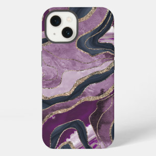 Navy Blue Pink Marble Agate Gold Glitter Glam #1  iPhone 13 Case