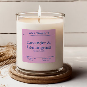 Navy Blue Pink Minimalistic Candle Making Label
