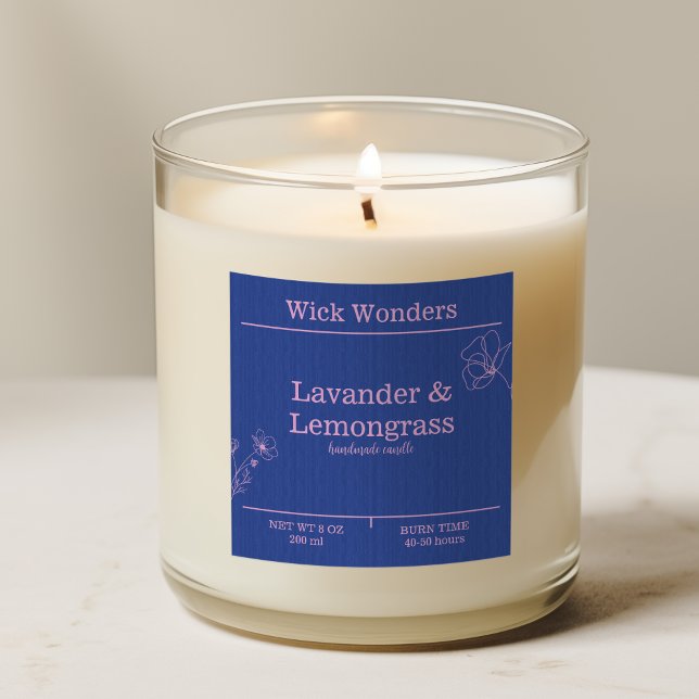 Navy Blue Pink Minimalistic Candle Making Label (Creator Uploaded)