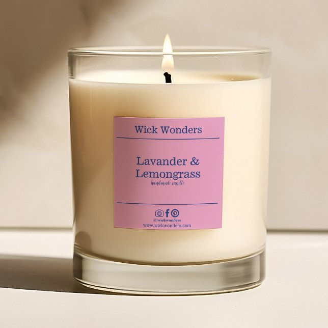 Navy Blue Pink Minimalistic Candle Making Label (Creator Uploaded)