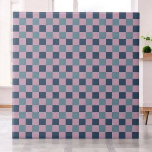 Navy Blue & Pink Purple Chequered Pattern Retro  Ceramic Tile