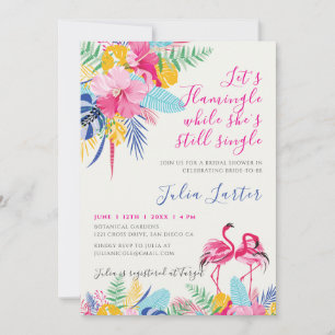 Navy Blue Pink Tropical Wild Forest Bridal Shower Invitation