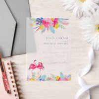Navy Blue Pink Tropical Wild Rain Forest Wedding