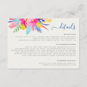 Navy Blue Pink Wild Rain Forest Evergreen Wedding Enclosure Card