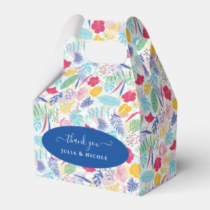 Navy Blue Pink Wild Rain Forest Evergreen Wedding Favour Box