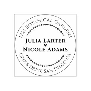 Navy Blue Pink Wild Rain Forest Evergreen Wedding Rubber Stamp