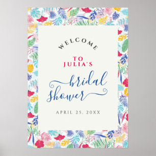 Navy Blue Pink Wild Rainforest Bridal Shower Poster