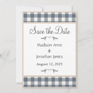 Navy Blue Plaid Farmhouse Wreath Country Save The Date