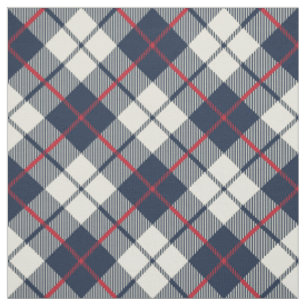 Navy Blue Plaid Pattern Fabric