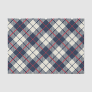 Navy Blue Plaid Pattern Tissue Paper