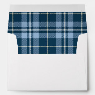 Navy Blue Plaid Return Address Envelope
