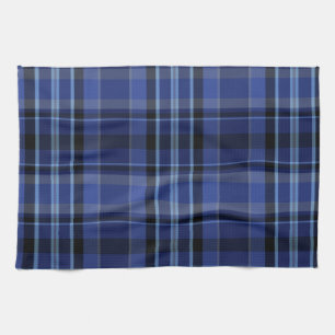 Navy Blue Plaid Tartan Tea Towel