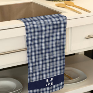 Navy Blue Plaid Tea Towel