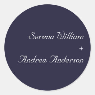 Navy Blue Plain Modern Solid Wedding Classic Round Sticker