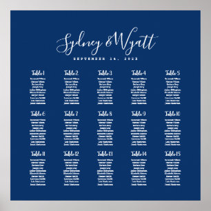 Navy Blue Plain Seating Chart Wedding Reception