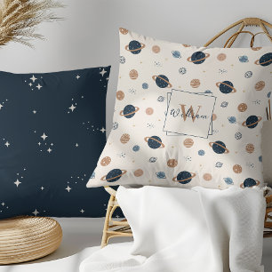 Navy Blue Planets Outer Space Cushion
