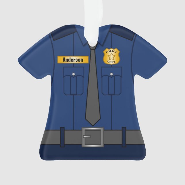 Navy Blue Police Officer Uniform Personalised Ornament (Front)