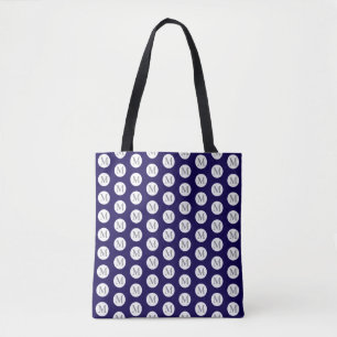 Navy Blue Polka Dot Monogram Tote Bag