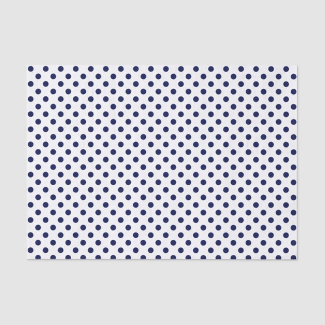 Navy Blue Polka Dot on White Tissue Paper (Front)