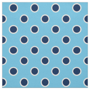 Navy Blue Polka Dot Pattern on Light Blue Fabric