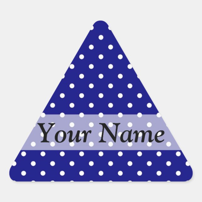 Navy blue polka dot pattern triangle sticker (Front)