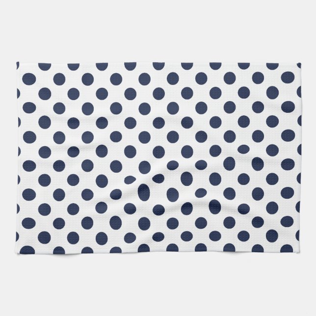 Navy Blue Polka Dot Tea Towel (Horizontal)