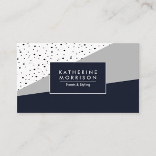 Navy Blue Polka Dots Business Card