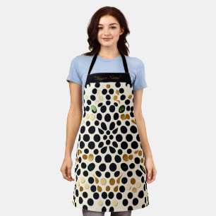 Navy Blue Polka Dots: Gold and Emerald Accents Apron