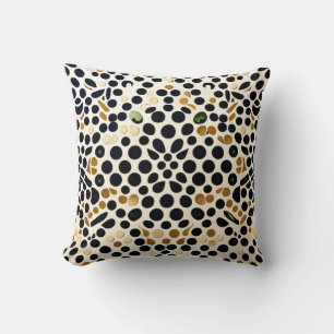 Navy Blue Polka Dots: Gold and Emerald Accents Cushion