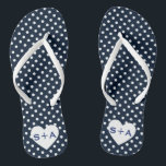 Navy Blue Polka Dots Heart Monogram Honeymoon Thongs<br><div class="desc">Blue Polka Dots Heart Monogram Honeymoon Flip Flops</div>
