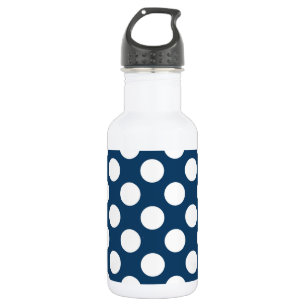 Navy Blue Polka Dots, Polka Dot Pattern, Dots 532 Ml Water Bottle