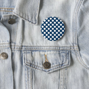 Navy Blue Polka Dots, Polka Dot Pattern, Dots 6 Cm Round Badge