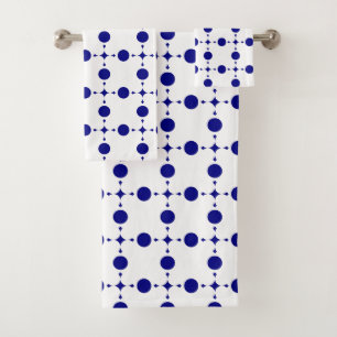 Navy Blue Polka Dots, Polka Dot Pattern, Dots Bath Towel Set