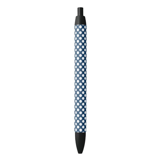 Navy Blue Polka Dots, Polka Dot Pattern, Dots Black Ink Pen (Front Vertical)