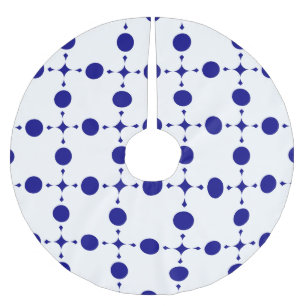 Navy Blue Polka Dots, Polka Dot Pattern, Dots Brushed Polyester Tree Skirt