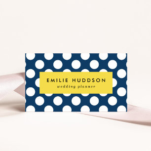 Navy Blue Polka Dots, Polka Dot Pattern, Dots Business Card