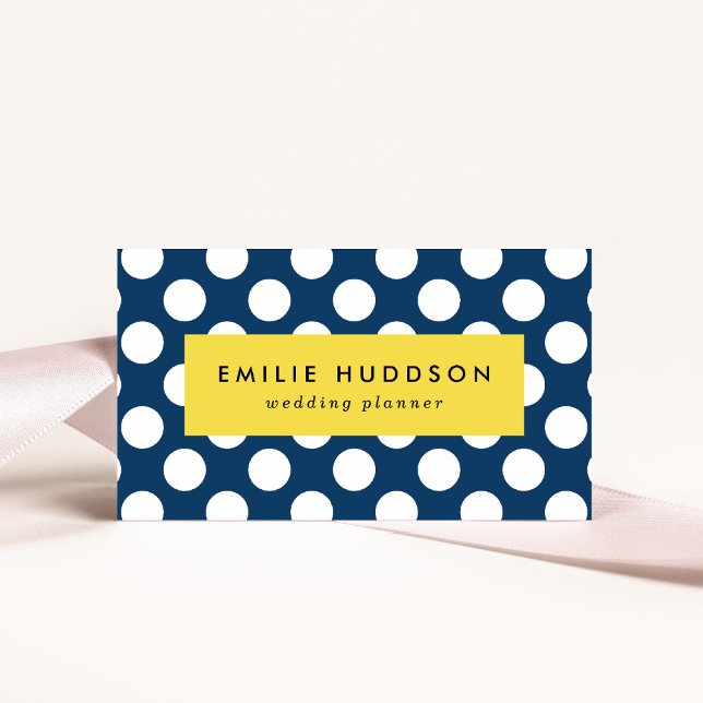Navy Blue Polka Dots, Polka Dot Pattern, Dots Business Card (Creator Uploaded)