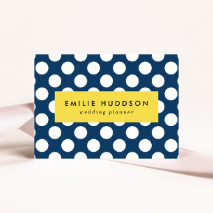 Navy Blue Polka Dots, Polka Dot Pattern, Dots Business Card