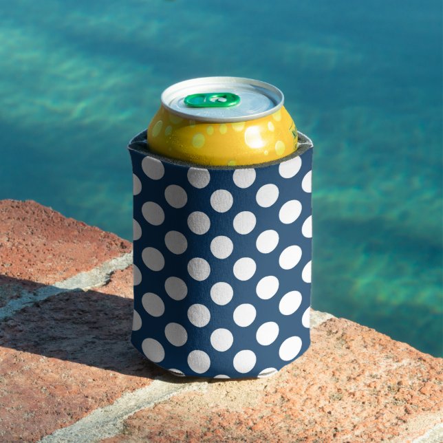 Navy Blue Polka Dots, Polka Dot Pattern, Dots Can Cooler (In Situ Pool)
