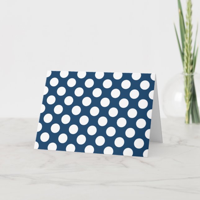 Navy Blue Polka Dots, Polka Dot Pattern, Dots Card (Front)