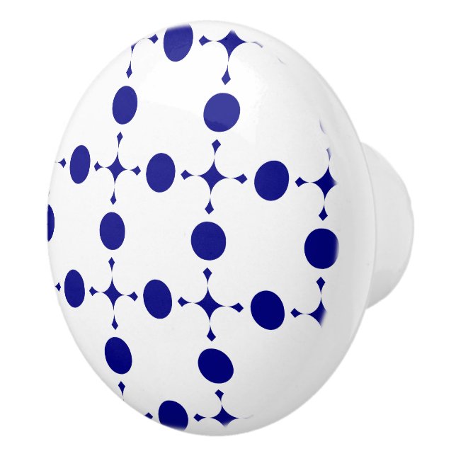 Navy Blue Polka Dots, Polka Dot Pattern, Dots Ceramic Knob (Right)