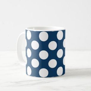 Navy Blue Polka Dots, Polka Dot Pattern, Dots Coffee Mug